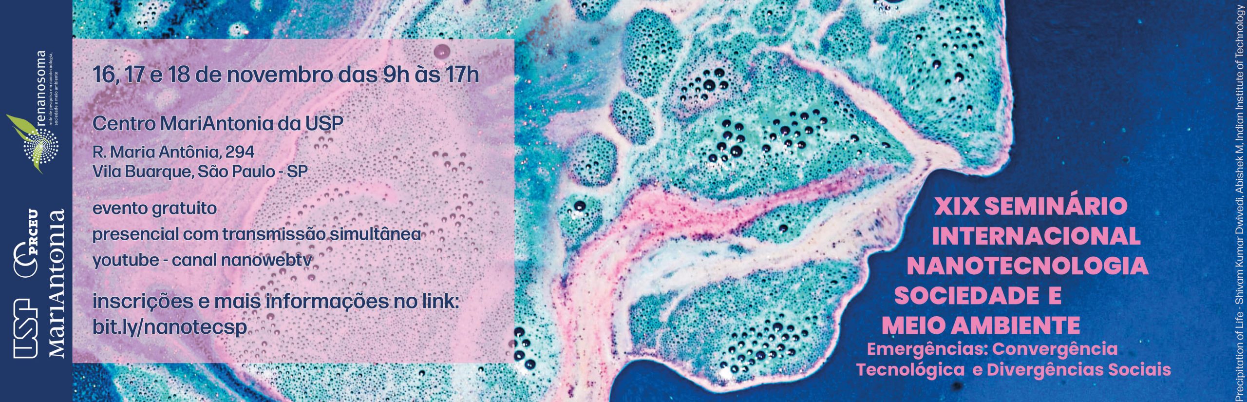 Inscrições abertas para o XIX Seminário Internacional Nanotecnologia, Sociedade e Meio Ambiente